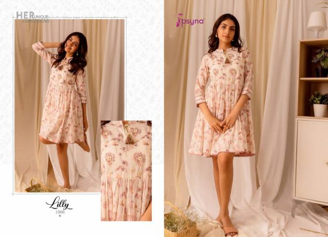 Lilly By Psyna Stylish Party Wear Linen Printed Short Kurti Wholesale Price In Surat